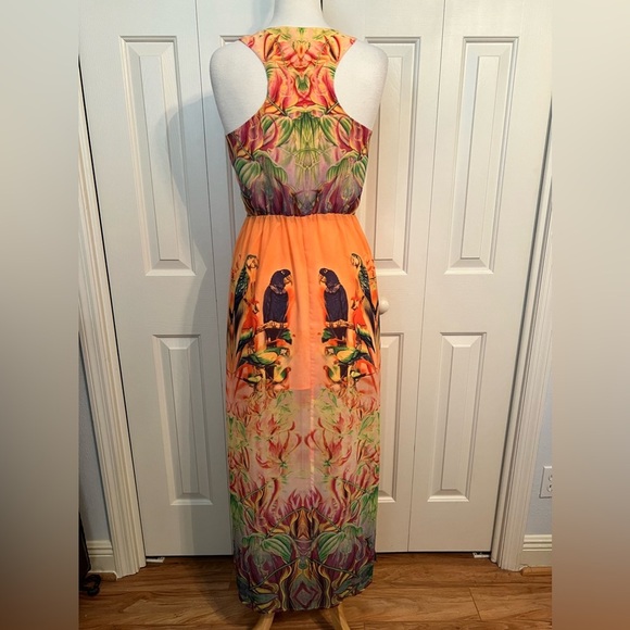 W118 by WALTER BAKER Tropical PARROT JUNGLE Maxi DRESS Size Small NWOT - Picture 5 of 6
